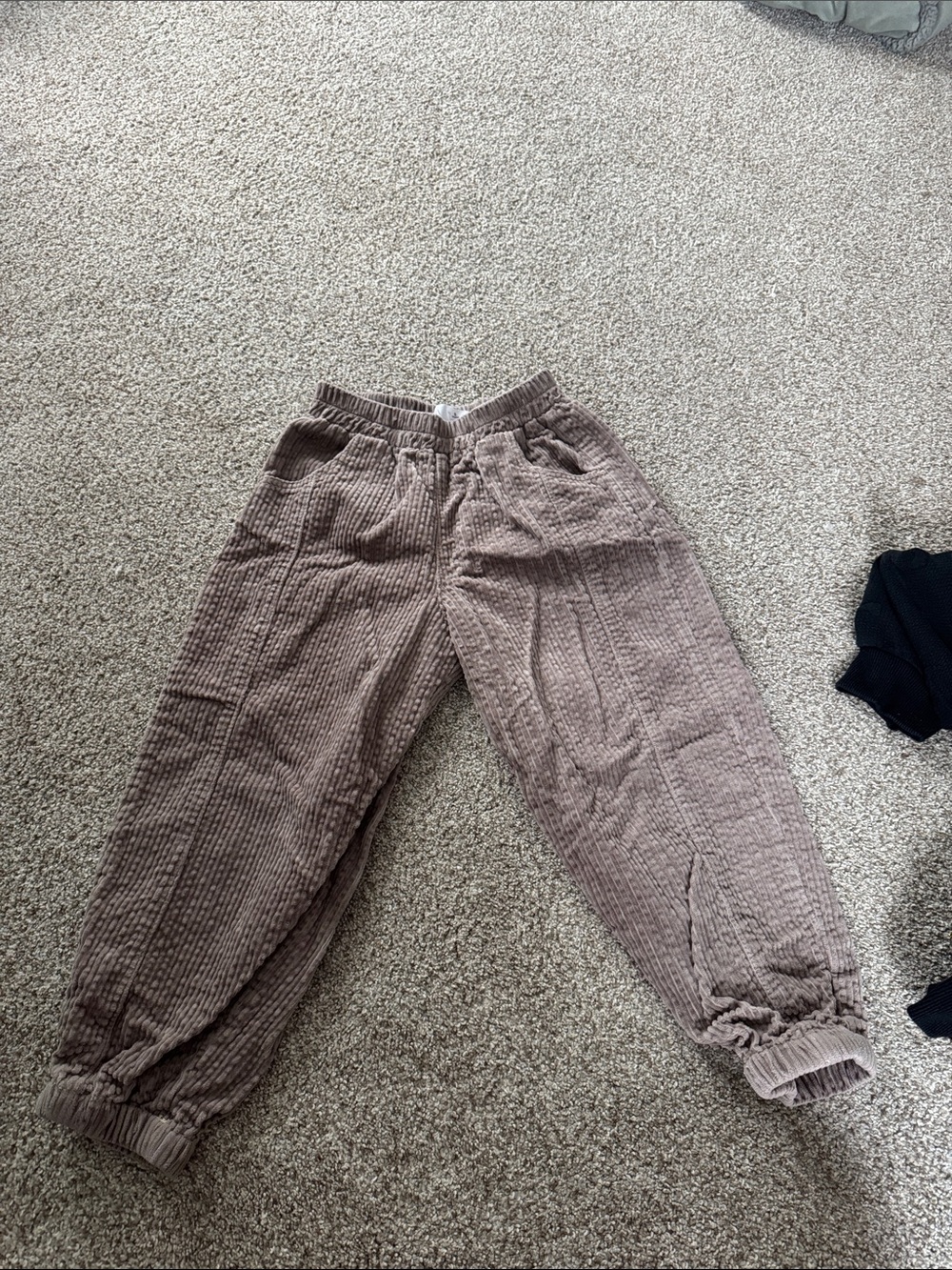 Zara Kids Quilted Joggers in Taupe Brown